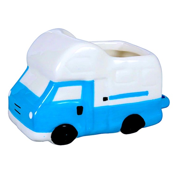 BLUE & WHITE RV CERAMIC PLANTER NWT - Picture 3 of 9